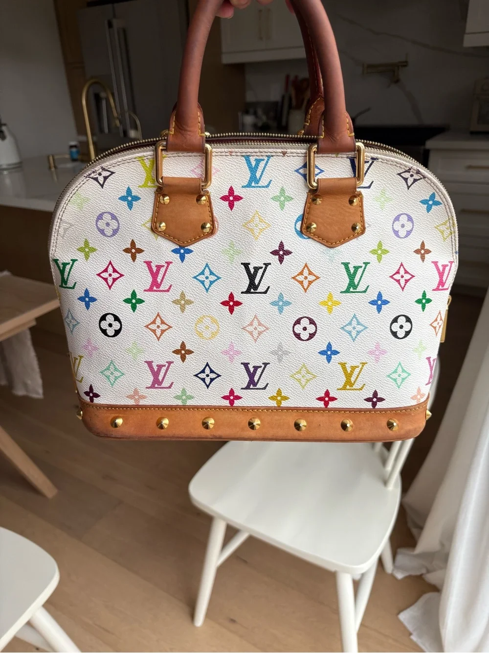 Authentic Louis Vuitton x Takashi Murakami White Multicolor Alma PM Bag 2003 - Picture 6 of 10
